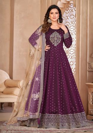 Picture of Marvelous Georgette Purple Anarkali Salwar Kameez