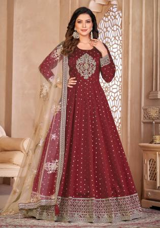 Picture of Resplendent Georgette Maroon Anarkali Salwar Kameez