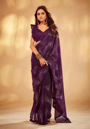 Picture of Ravishing Georgette Brown Saree