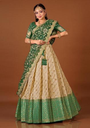 Picture of Pretty Silk Dark Khaki Lehenga Choli