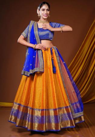 Picture of Shapely Silk Golden Rod Lehenga Choli