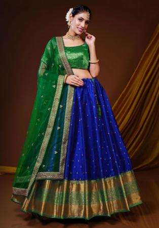 Picture of Magnificent Silk Dark Slate Blue Lehenga Choli