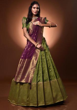 Picture of Classy Silk Dark Olive Green Lehenga Choli