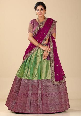 Picture of Wonderful Silk Dark Khaki Lehenga Choli