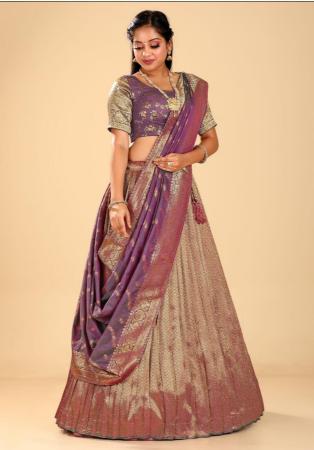 Picture of Magnificent Silk Dark Khaki Lehenga Choli