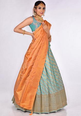 Picture of Alluring Silk Cadet Blue Lehenga Choli