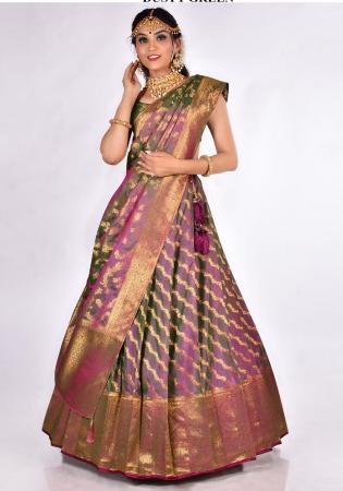 Picture of Elegant Silk Dark Sea Green Lehenga Choli