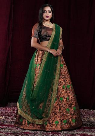 Picture of Appealing Silk Dark Green Lehenga Choli