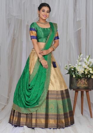 Picture of Good Looking Silk Dark Khaki Lehenga Choli