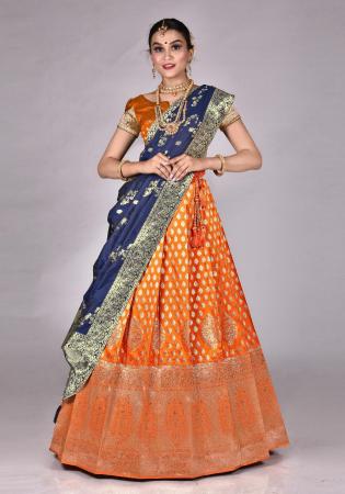 Picture of Graceful Silk Khaki Lehenga Choli