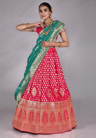 Picture of Well Formed Silk Fire Brick Lehenga Choli