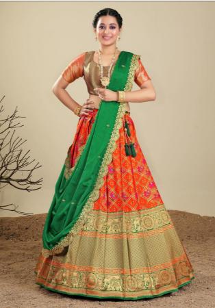 Picture of Resplendent Silk Orange Red Lehenga Choli