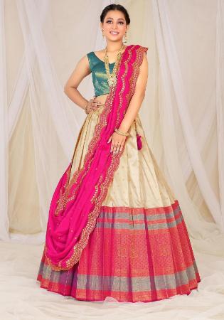 Picture of Delightful Silk Beige Lehenga Choli