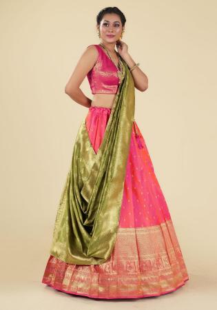 Picture of Alluring Silk Salmon Lehenga Choli