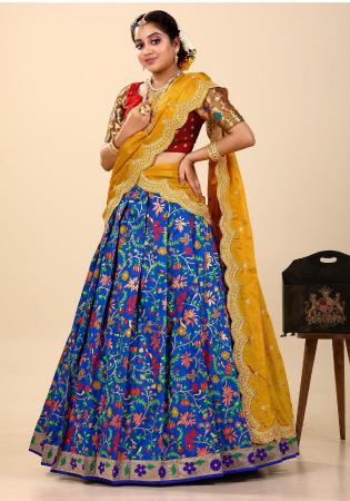 Picture of Sightly Silk Dark Cyan Lehenga Choli