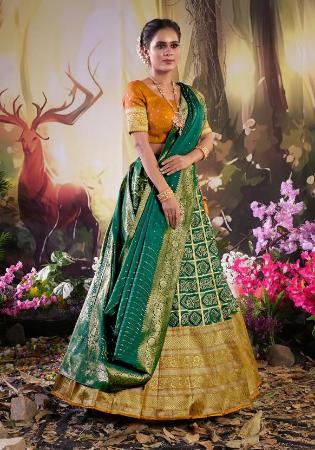 Picture of Graceful Silk Dark Olive Green Lehenga Choli