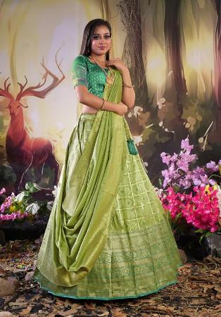 Picture of Bewitching Silk Dark Khaki Lehenga Choli