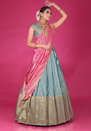 Picture of Pretty Silk Light Slate Grey Lehenga Choli