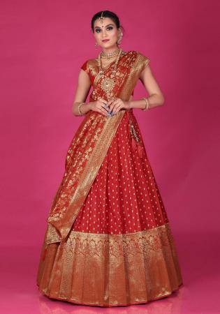 Picture of Bewitching Silk Fire Brick Lehenga Choli