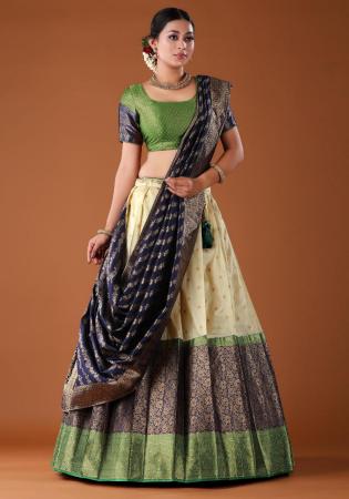 Picture of Delightful Silk Dark Khaki Lehenga Choli