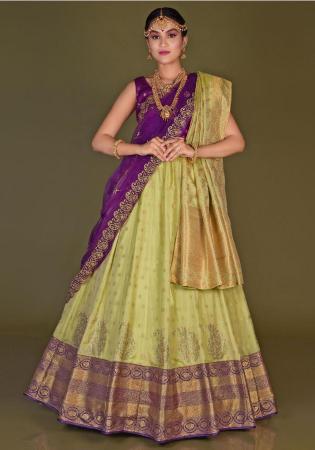 Picture of Enticing Silk Dark Khaki Lehenga Choli