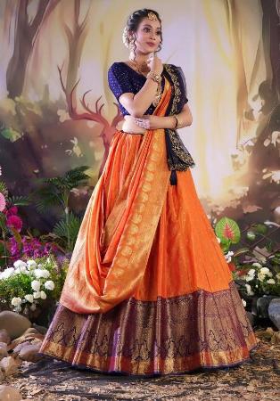 Picture of Sublime Silk Dark Salmon Lehenga Choli