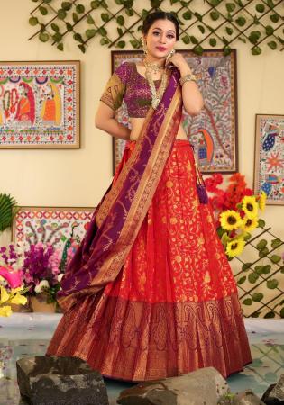 Picture of Stunning Silk Crimson Lehenga Choli