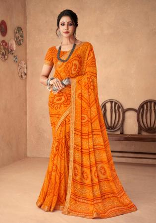 Picture of Alluring Chiffon Coral Saree