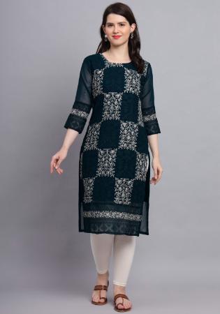 Picture of Delightful Georgette Midnight Blue Kurtis & Tunic