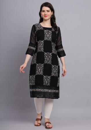 Picture of Lovely Georgette Black Kurtis & Tunic