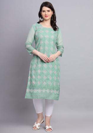 Picture of Radiant Georgette Dark Sea Green Kurtis & Tunic