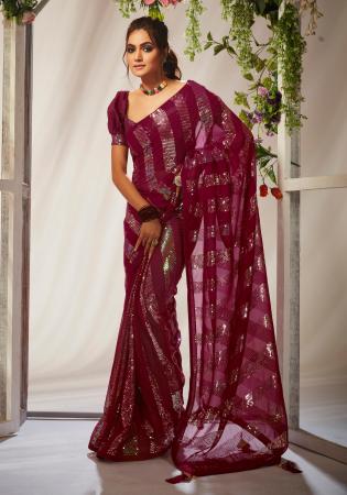 Picture of Superb Georgette Maroon Saree