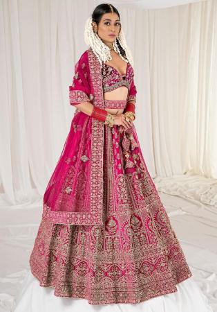 Picture of Good Looking Georgette Indian Red Lehenga Choli