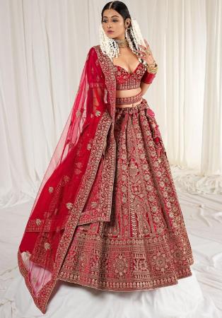 Picture of Statuesque Georgette Dark Red Lehenga Choli