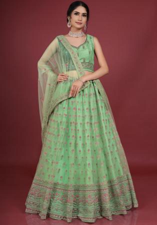 Picture of Charming Net Dark Sea Green Lehenga Choli