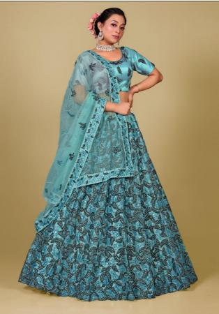 Picture of Radiant Net Medium Sea Green Lehenga Choli