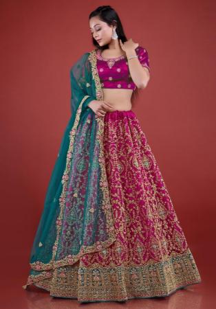 Picture of Well Formed Net Purple Lehenga Choli