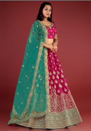 Picture of Nice Net Medium Violet Red Lehenga Choli