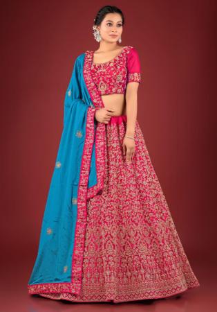 Picture of Beauteous Net Indian Red Lehenga Choli