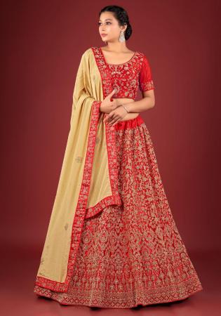 Picture of Fascinating Net Crimson Lehenga Choli