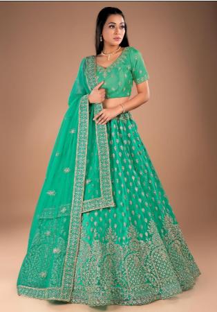 Picture of Enticing Net Medium Sea Green Lehenga Choli