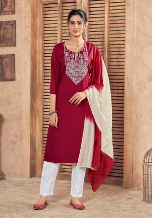 Picture of Shapely Chiffon Maroon Readymade Salwar Kameez