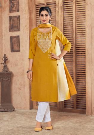 Picture of Chiffon Dark Golden Rod Readymade Salwar Kameez