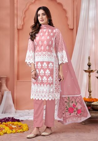 Picture of Organza Burly Wood Straight Cut Salwar Kameez