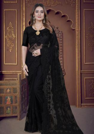 Picture of Wonderful Net Black Saree