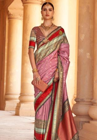 Picture of Pretty Silk Pale Violet Red Saree