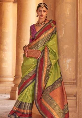 Picture of Graceful Silk Olive Drab Saree