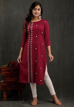 Picture of Charming Rayon Fire Brick Kurtis & Tunic