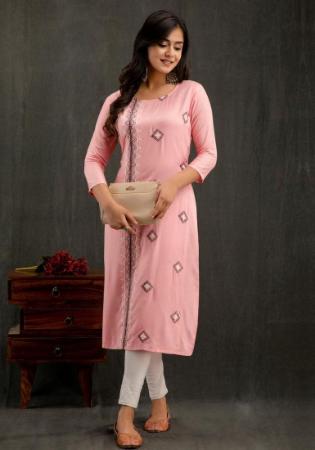 Picture of Fascinating Rayon Pink Kurtis & Tunic