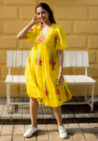 Picture of Enticing Georgette Yellow Kurtis & Tunic